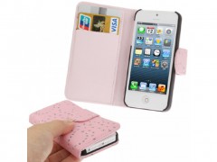 4188 funda de piel con textura y tarjetero para iphone 5 rosa.jpeg
