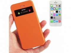 5794 funda flip cover con identificacion de llamada para iphone 5c naranja.jpeg