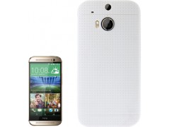 8730 funda de tpu para htc one 2 textura agujeros blanco.jpeg